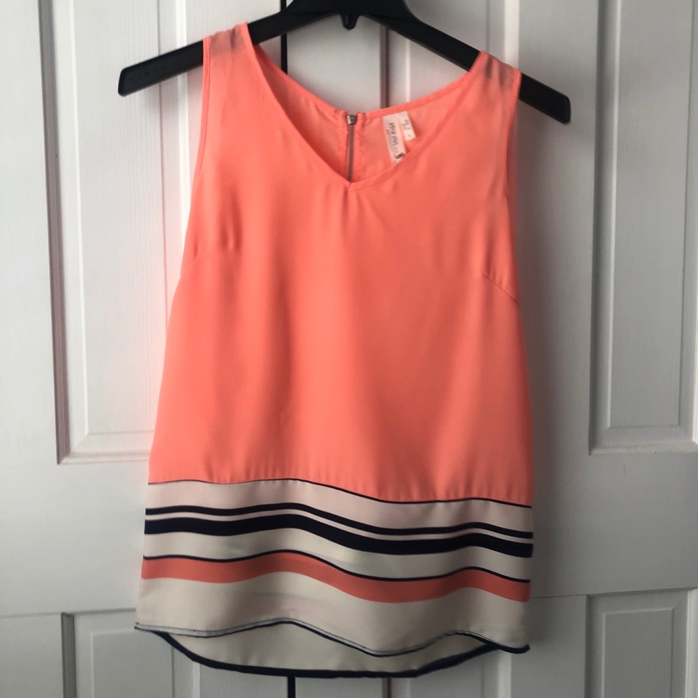 Pink owl cute peach top with stripes